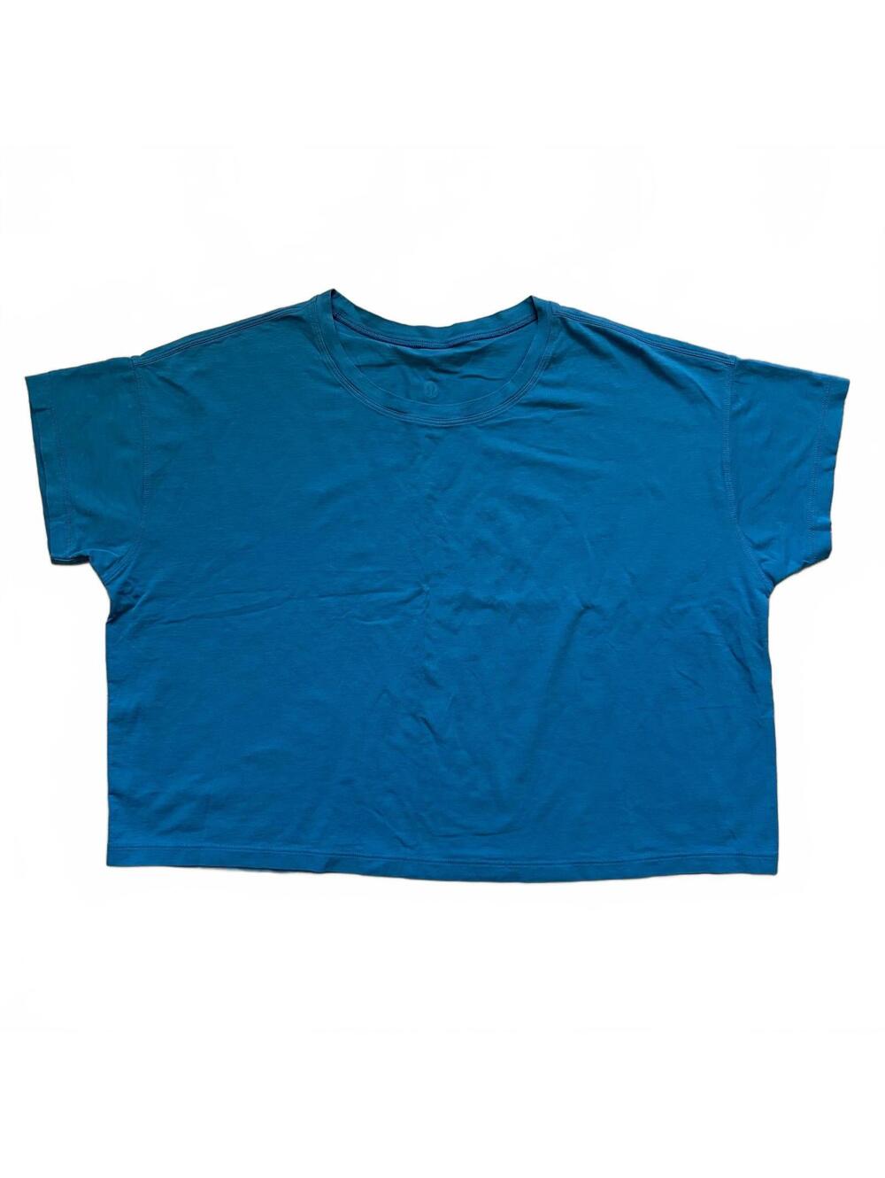 Lululemon Cates T-Shirt Cropped Tee Blue Women's Size 10